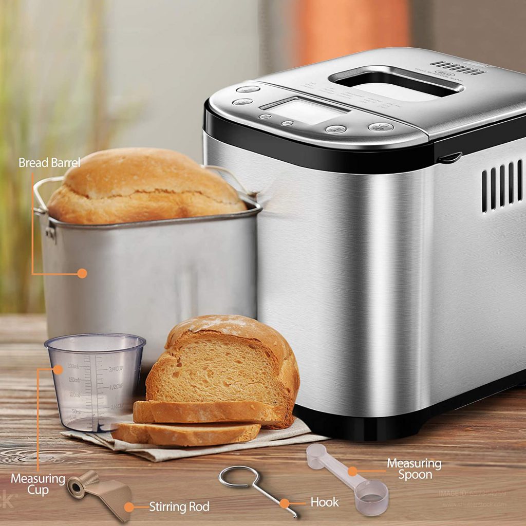 Bread Machine (includes parts: bread barrel, measuring cup, stirring rod, hook, and measuring spoon)