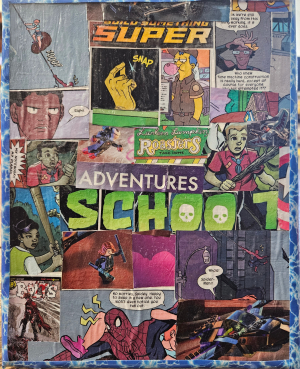Wall art made out of comic books