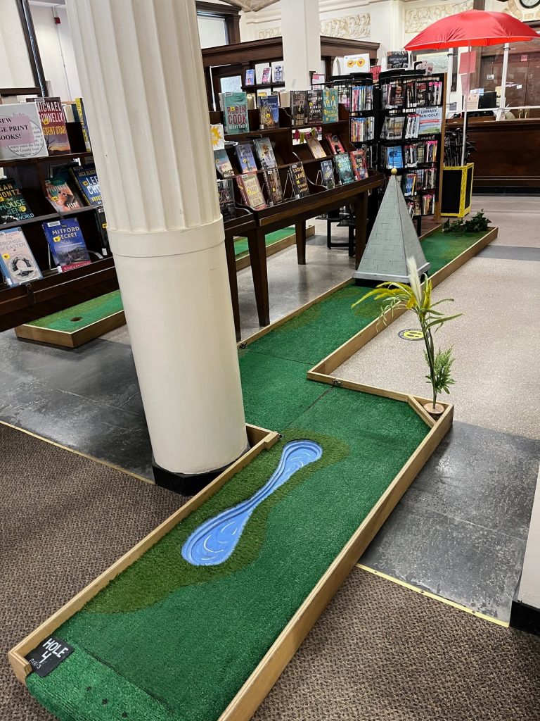 Mini Golf setup at the Library